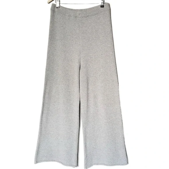 FREE PEOPLE Hailee Waffle Knit Wide Leg Relaxed Pull On Pants in Light Grey sz S - Picture 7 of 13